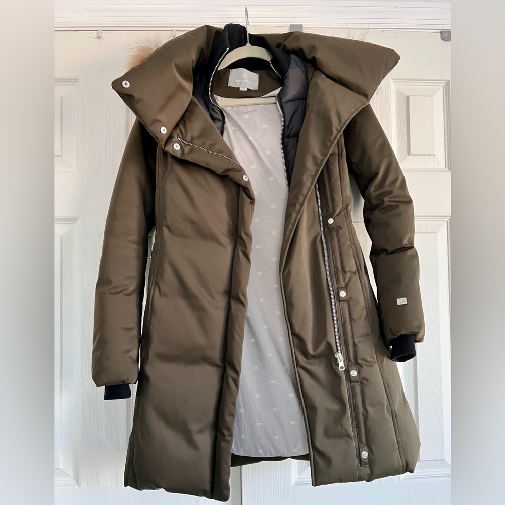 Soia & Kyo Alsina Fur Trim Asymmetric Front Down Coat
